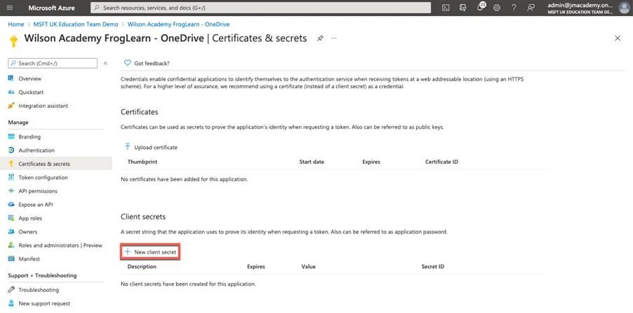 Office365_OneDrive_Wilson Academy Client secrets.png